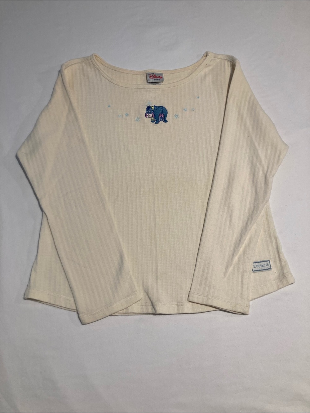 Vintage The Disney Store Cream Ribbed Long Sleeve Top with Subtle Logo Tag - Picture 1 of 11